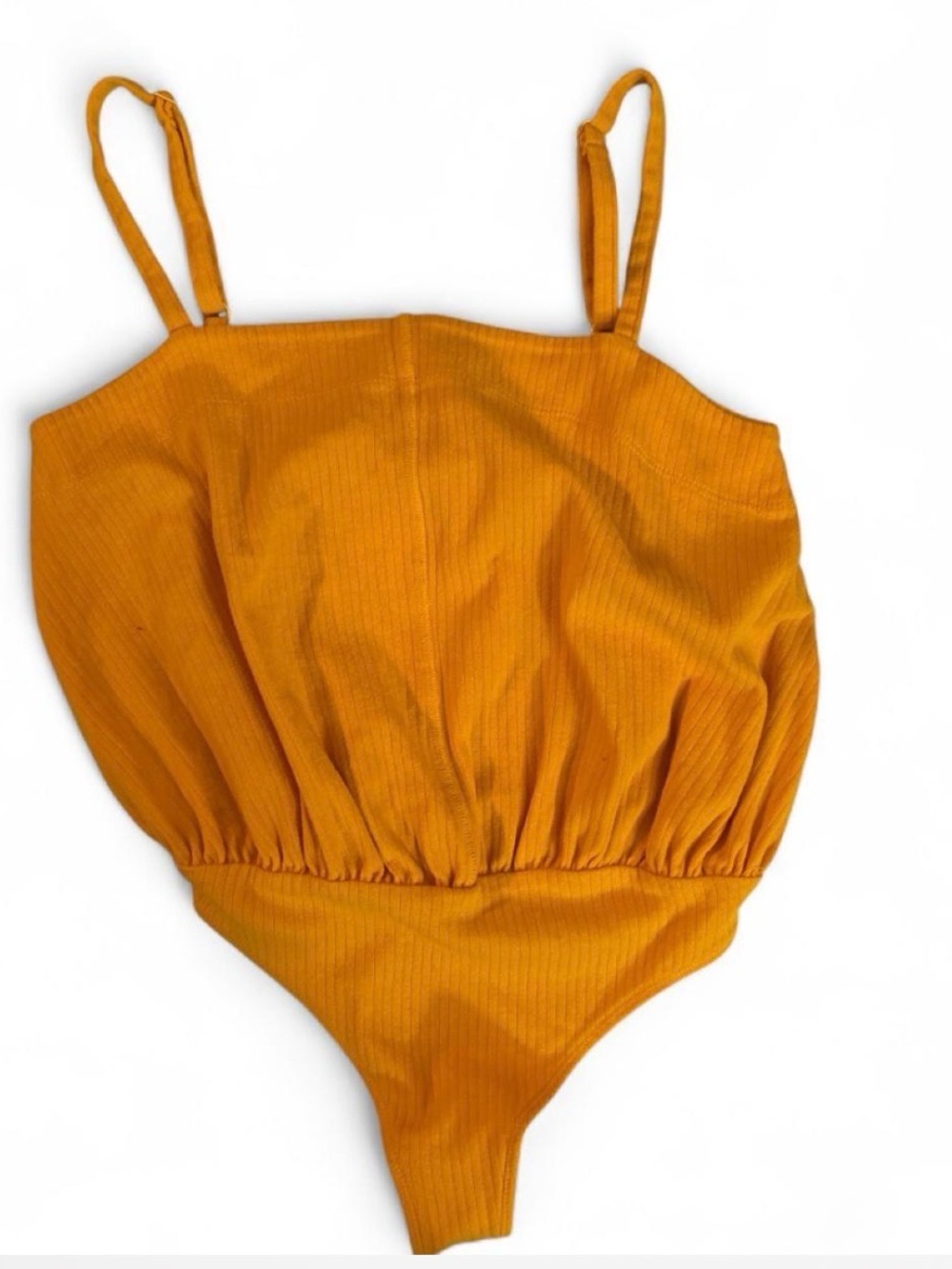 Free People Ribbed Mustard Yellow Bodysuit